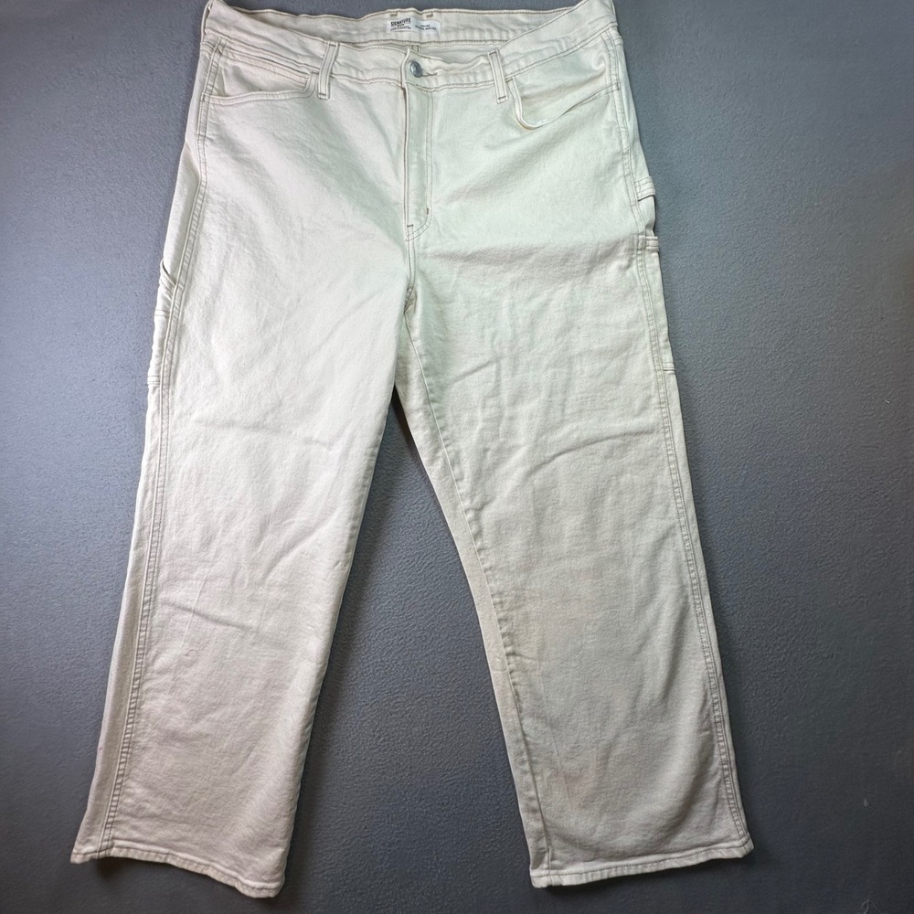 Signature Levi Strauss Heritage Wide Leg Utility Carpenter‎ Pants Cream 18W